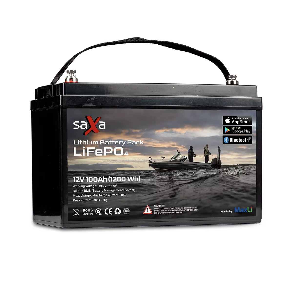 Saxa Lithium LiFePO4 by Maxli Bluetooth-Lithiumbatterie