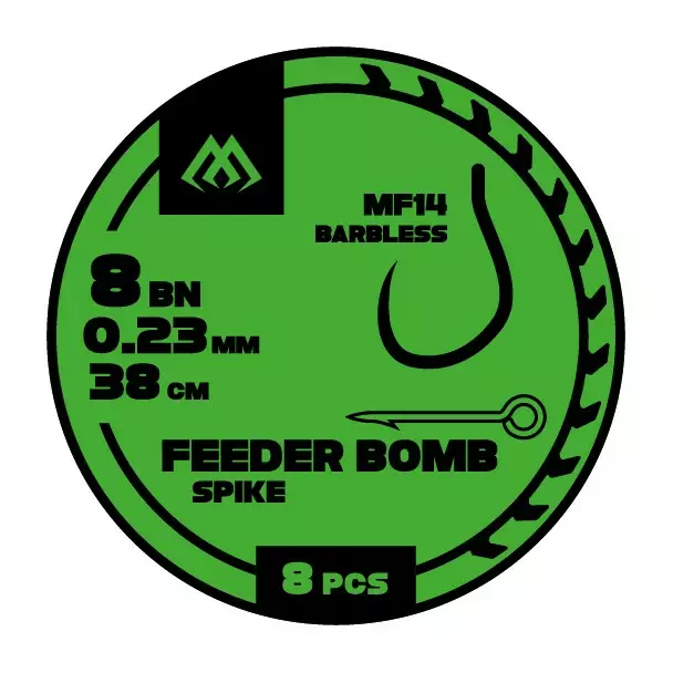 Mikado FB Rig MF14 Spike Barbless Mono 38cm - Gebundene Haken - 5900637119920 - 1