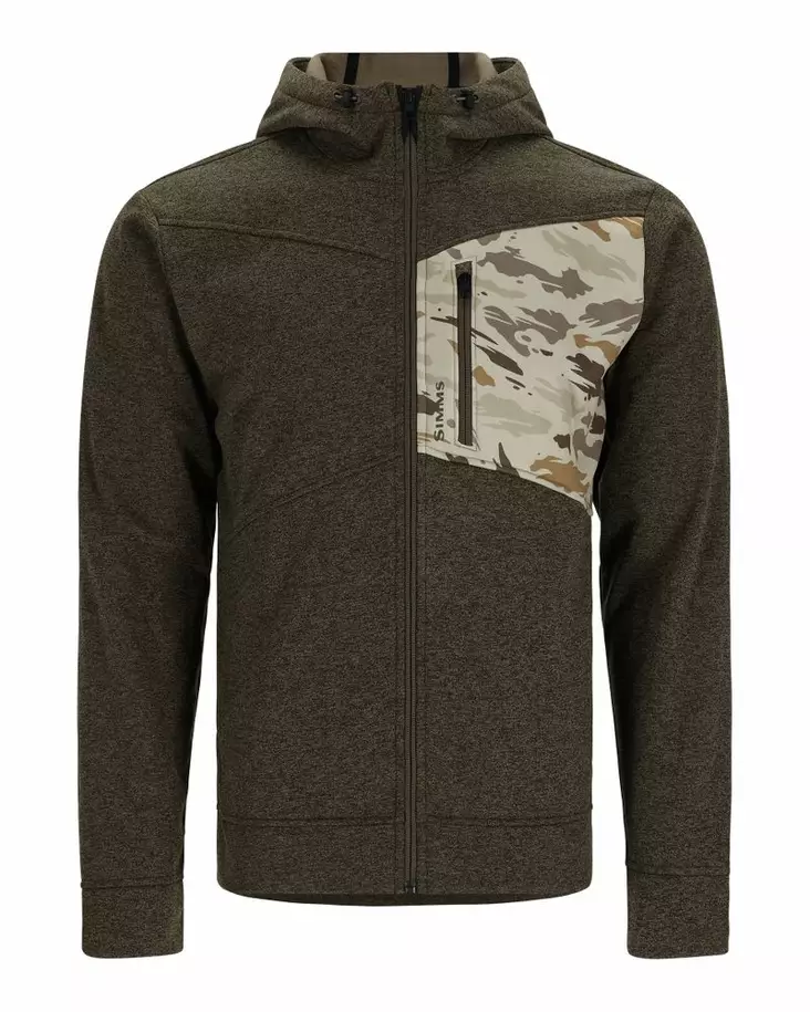 Simms CX Hoody - Full Zip Dark Stone/Ghost Camo Stone - Sweatshirts - 694264610541 - 2