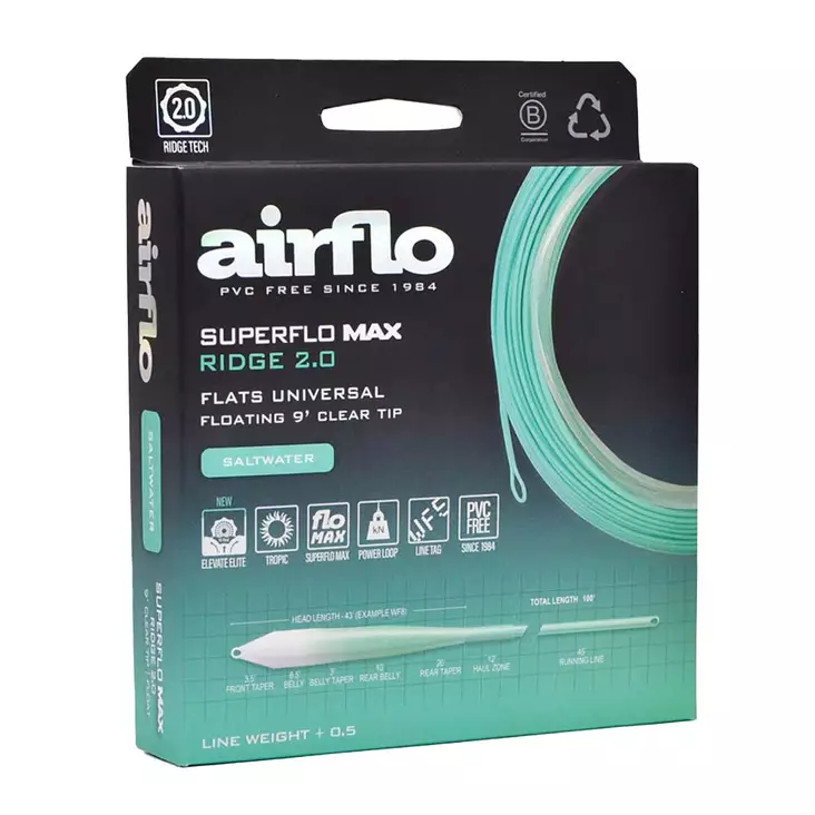 Airflo Superflo Max Ridge 2.0 Flats Universal 9ft Clear Tip - Schwimmend - 614910106631 - 1