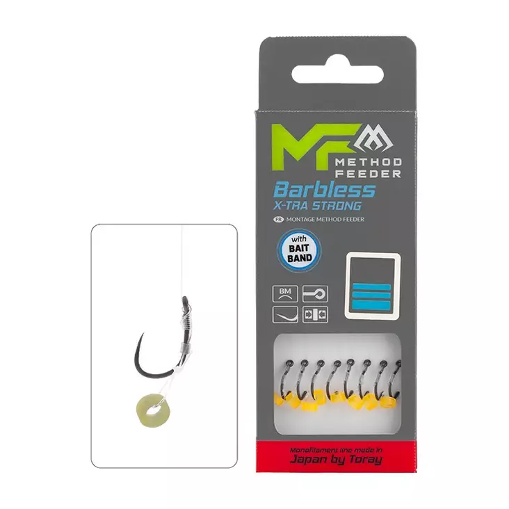 Mikado MF Rig X-Tra Strong Bait Band Barbless Mono 10cm - Gebundene Haken - 5900637161301 - 1