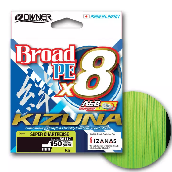 Owner Kizuna 8-Braid 0,12mm Sup.Chart - Geflochtene Schnüre - 4953873484407 - 2