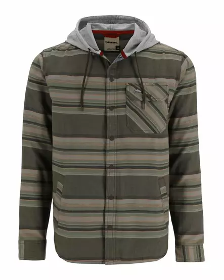 Simms Santee Flannel Hoody Hickory Dolomite Blanket Stripe - Hemden - 694264656402 - 1