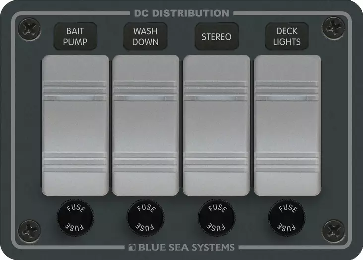 Blue Sea Systems Panel H2O 12VDC AGC 4pos Gray H - Batteriezubehör - 2103202312 - 1