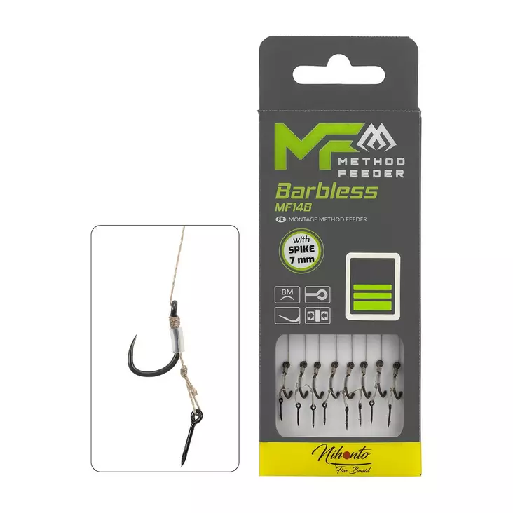 Mikado MF Rig MF14 Spike Barbless Braid 10cm - Gebundene Haken - 5900637120872 - 1