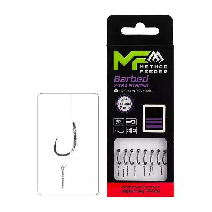 Mikado MF Rig X-Tra Strong Bayonet Barbed Mono 10cm - Gebundene Haken - 5900637161752 - 1