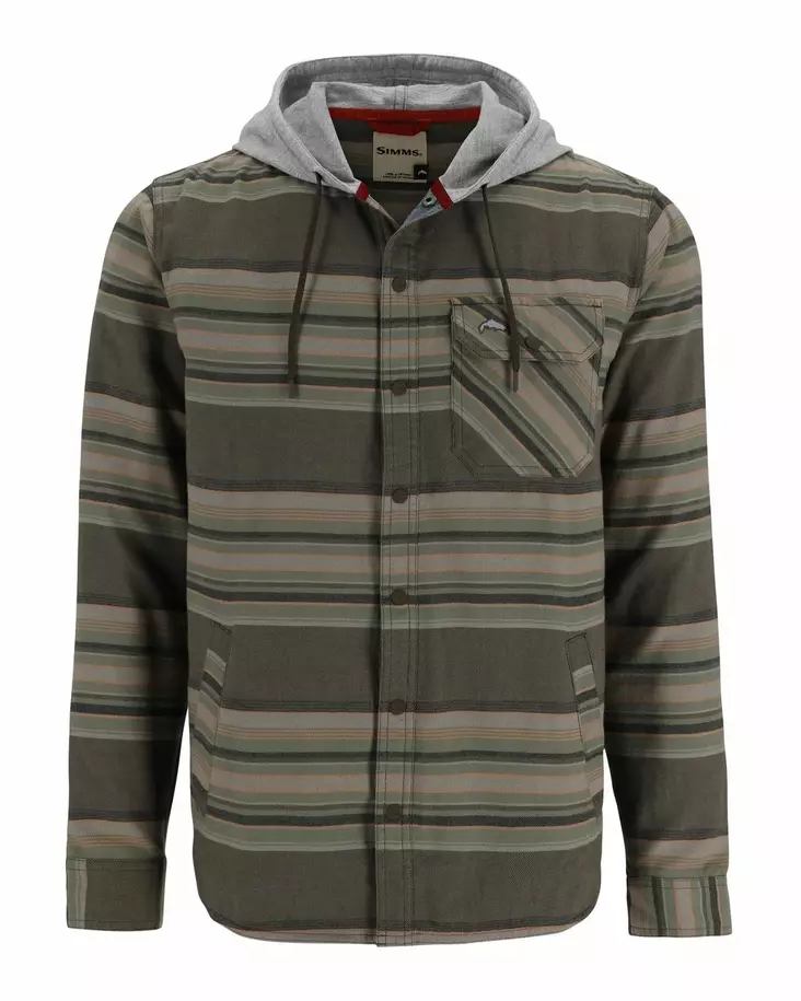 Simms Santee Flannel Hoody Hickory Dolomite Blanket Stripe - Hemden - 694264656402 - 1