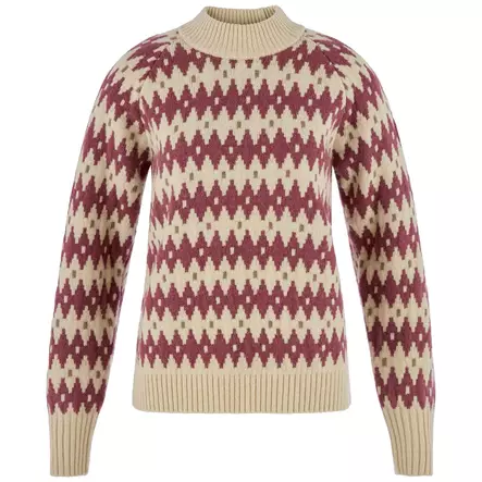 Fjällräven Jacquard Knit W Chalk White-True Red - Hemden - 7323451213533 - 1