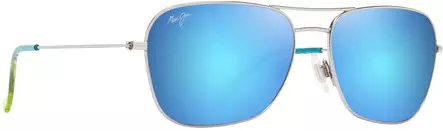 Maui Jim Naauao - Shiny Silver Frame with Blue Hawaii Lens - Kunststofflinsen - 603429080143 - 1