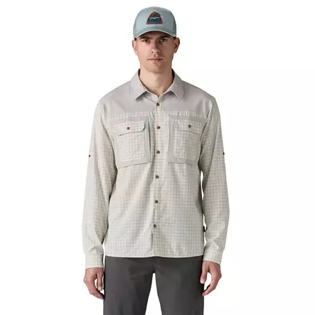 Patagonia Mens Self Guided Sun Shirt North Fork: Crisp Grey - Hemden - 196924809413 - 2