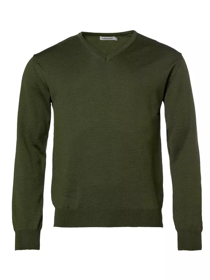 Chevalier Aston V-Neck Merino Pullover Men Pine Green - Hemden - 808491143103 - 1