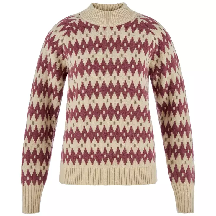 Fjällräven Jacquard Knit W Chalk White-True Red - Hemden - 7323451213533 - 1
