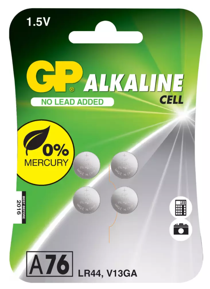 GP 1.5V A76/LR44/V13GA 4kpl paristo - Batterien und Powerbanks - 4891199162473 - 1