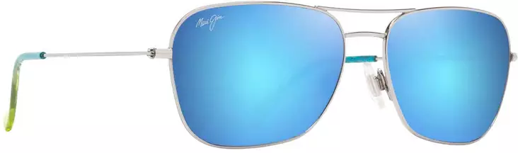 Maui Jim Naauao - Shiny Silver Frame with Blue Hawaii Lens - Kunststofflinsen - 603429080143 - 1