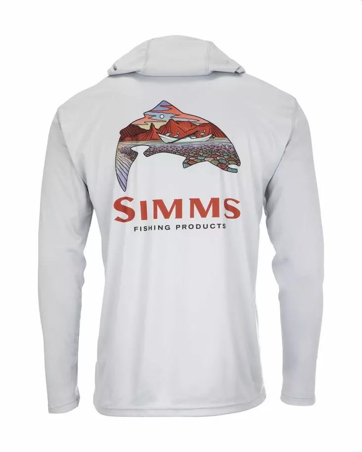 Simms Tech Hoody Artist Series Trout Logo Sterling - Hemden - 694264562673 - 1