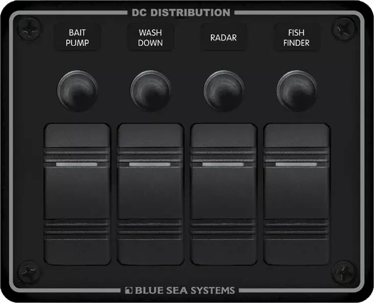 Blue Sea Systems Panel H2O 12VDC CLB 4-pos Black - Batteriezubehör - 632085083724 - 1