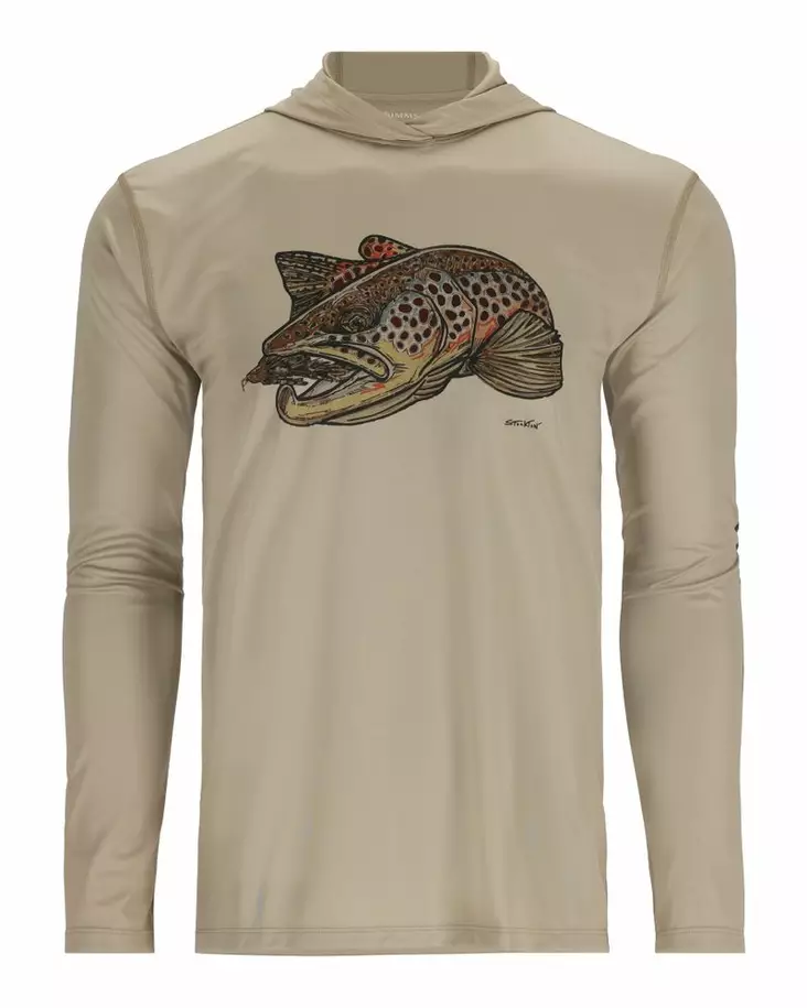 Simms Tech Hoody - Artist Series Stone Brown Trout - Sweatshirts - 694264606834 - 1