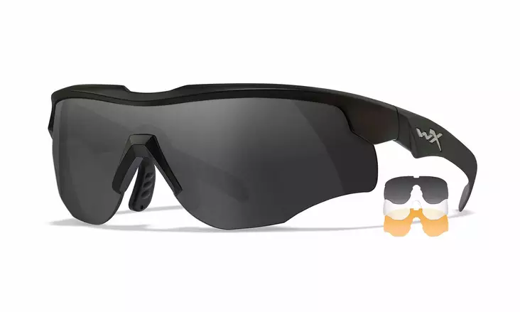 Wiley X WX Rogue Comm Grey & Clear & Light Rust - Matte Black - Schießbrillen - 712316124324 - 1