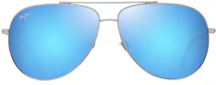 Maui Jim Hauoli XL - Shiny Silver Frame with Blue Hawaii Lens - Kunststofflinsen - 603429080105 - 2