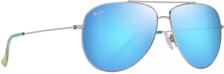 Maui Jim Hauoli XL - Shiny Silver Frame with Blue Hawaii Lens - Kunststofflinsen - 603429080105 - 1