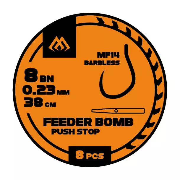 Mikado FB Rig MF14 Push Stop Barbless Mono 38cm - Gebundene Haken - 5900637119975 - 1