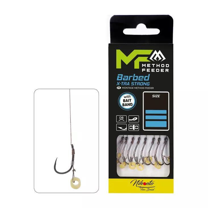 Mikado MF Rig Bait Band Barbed Braid 10cm - Gebundene Haken - 5900637114895 - 1