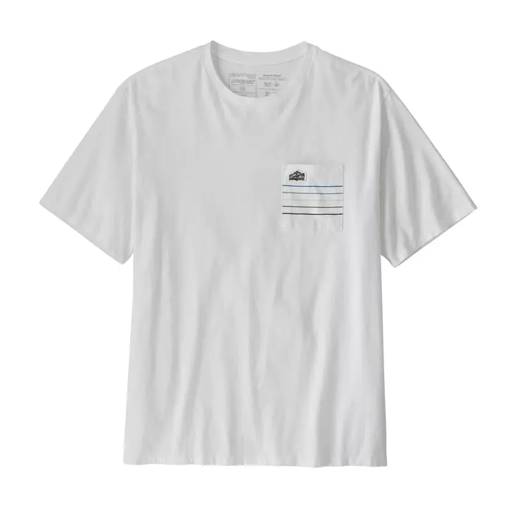Patagonia M´S Line Logo Ridge Stripe Organic Pocket T-Shirt White - Herren-T-Shirts - 195699138995 - 1