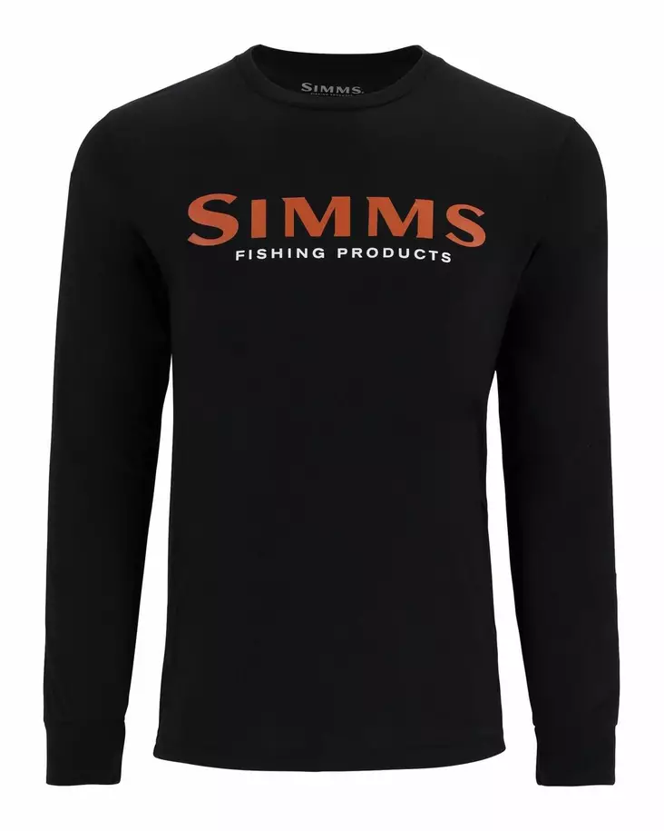 Simms Logo Shirt LS Jet Black - Herren-T-Shirts - 694264656785 - 1