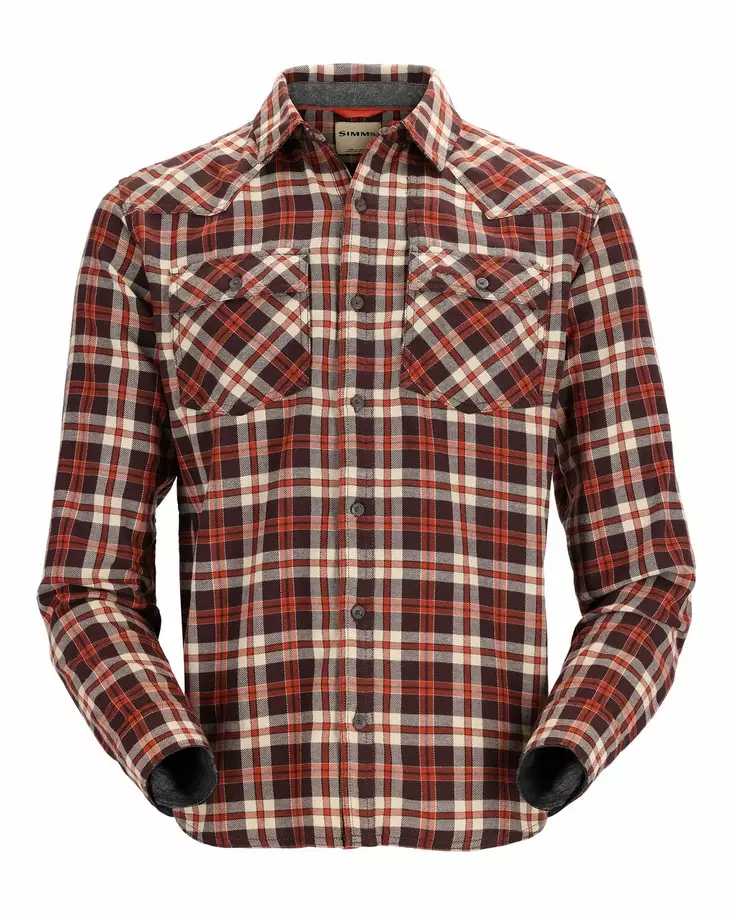 Simms Santee Flannel Mahogany/Tan Camp Plaid - Hemden - 694264581575 - 1