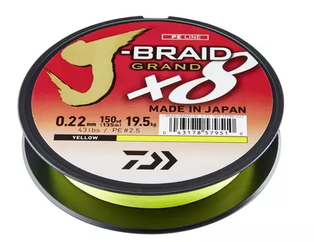 Daiwa J-Braid Grand X8 Yellow - Geflochtene Schnüre - 043178579466 - 1