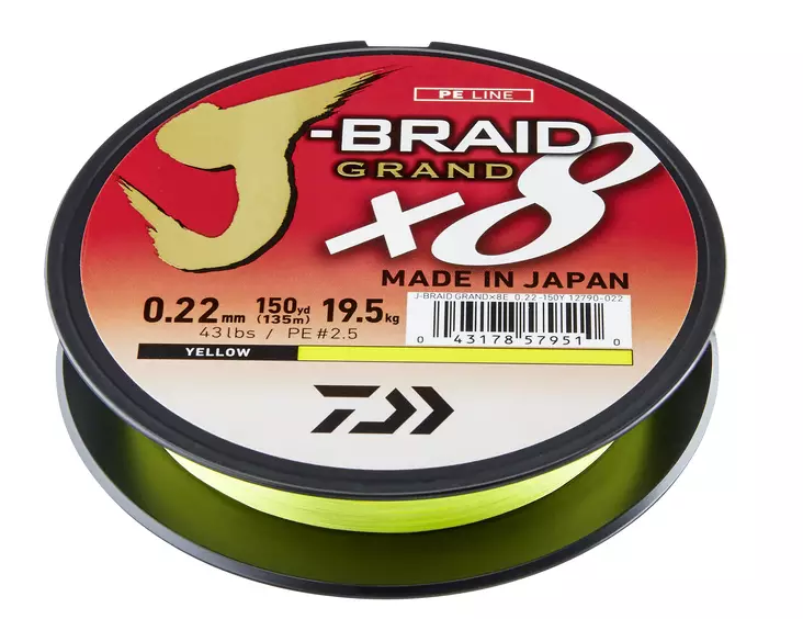 Daiwa J-Braid Grand X8 Yellow - Geflochtene Schnüre - 043178579466 - 1