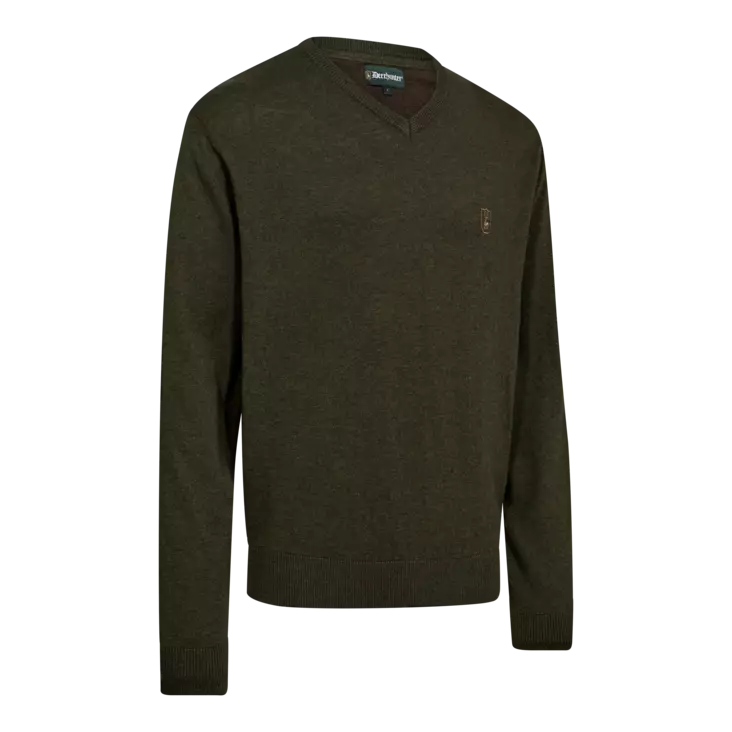 Deerhunter Harrington V-Neck Knit Forest Ember Melange - Hemden - 5702827236246 - 1