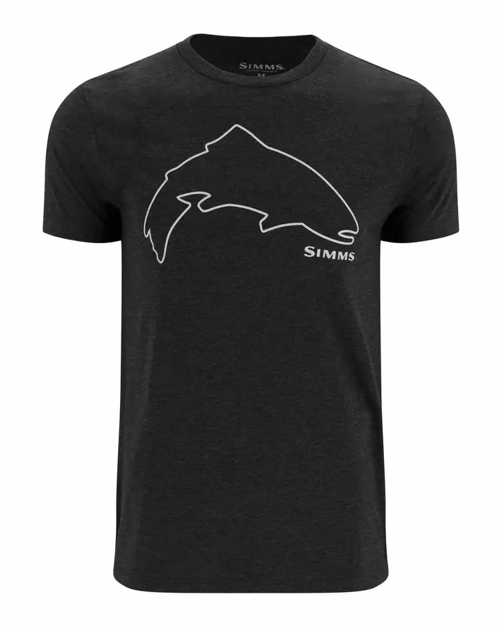 Simms Trout Outline T-Shirt Dark Gunmetal Heather - Herren-T-Shirts - 694264655856 - 1