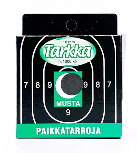 Tarkka Paikkatarra 16mm Musta - Schießaufkleber - 6410362412207 - 1