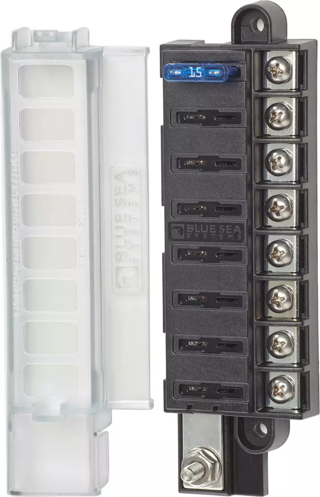 Blue Sea Systems Fuse Block ST-Blade Compact 8 Circuits with Cover - Batteriezubehör - 632085050467 - 1