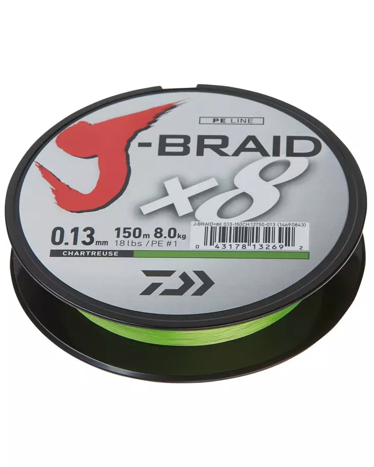 Daiwa J-Braid x8 Chartreuse 1500m - Geflochtene Schnüre - 043178133187 - 1