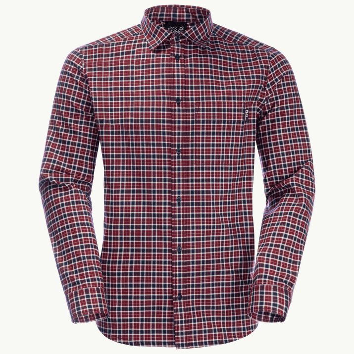 Jack Wolfskin Bergweg Shirt Cordovan Red Checks - Hemden - 4064993528077 - 1