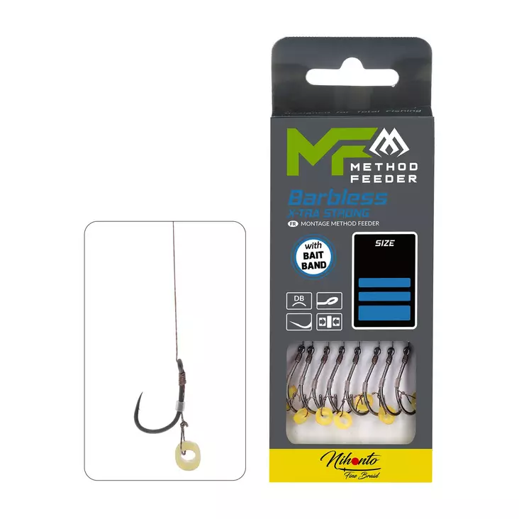 Mikado MF Rig Bait Band Barbless Braid 10cm - Gebundene Haken - 5900637114857 - 1