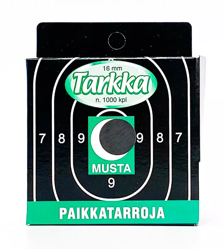 Tarkka Paikkatarra 16mm Musta - Schießaufkleber - 6410362412207 - 1
