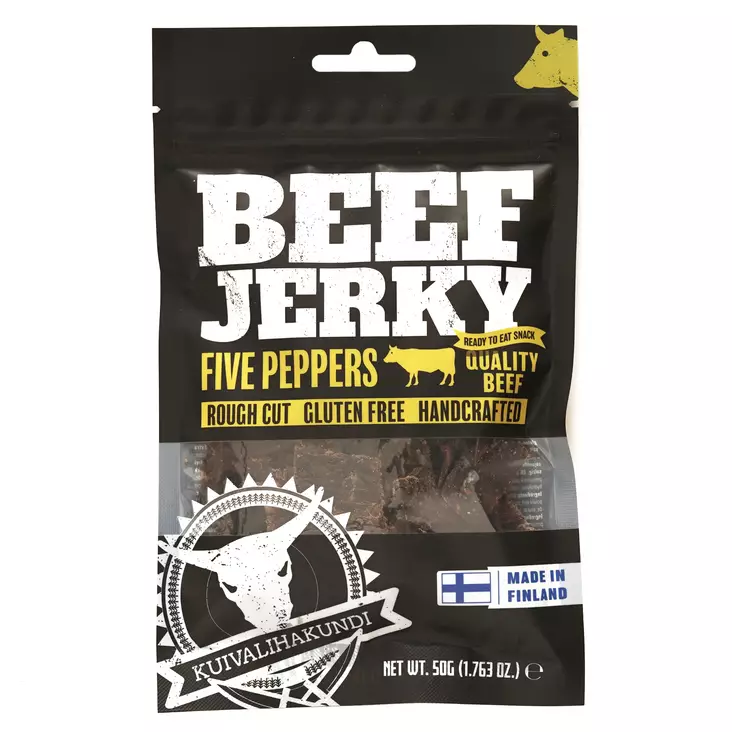 Kuivalihakundi Beef Jerky Five Peppers - Campingmahlzeiten - 6430063300078 - 1