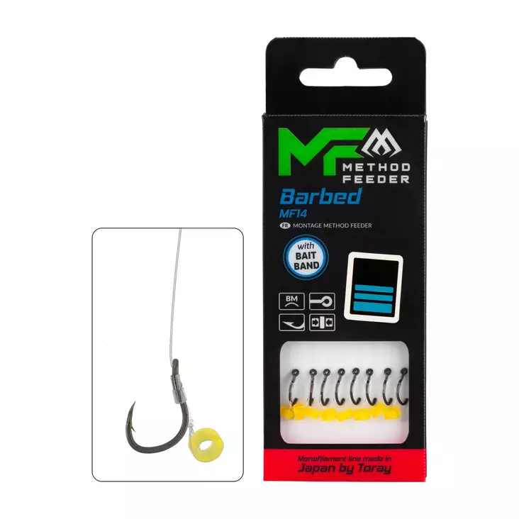 Mikado MF Rig MF14 Bait Band Barbed Mono 10cm - Gebundene Haken - 5900637120988 - 1