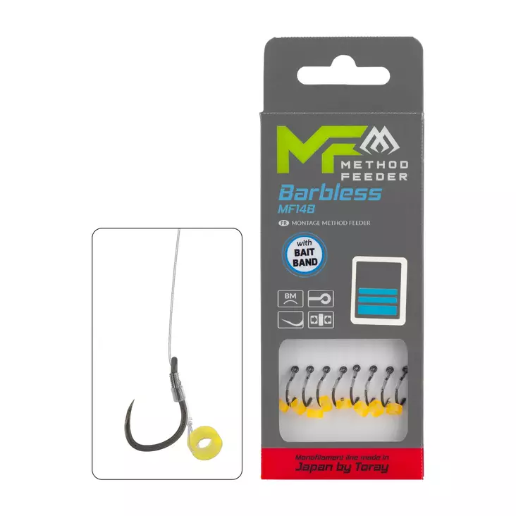 Mikado MF Rig MF14 Bait Band Barbless Mono 10cm - Gebundene Haken - 5900637120698 - 1