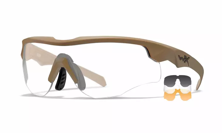 Wiley X WX Rogue Comm Grey & Clear & Light Rust - Matte Tan - Schießbrillen - 712316124348 - 1