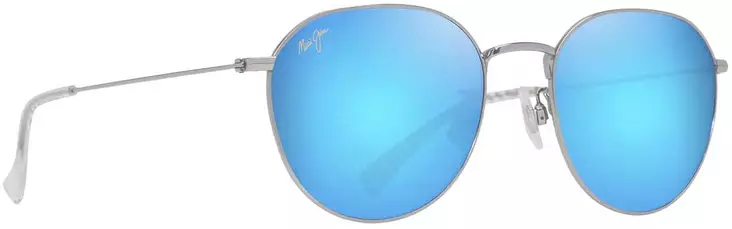 Maui Jim Kauwela - Shiny Silver Frame with Blue Hawaii Lens - Kunststofflinsen - 603429084349 - 1