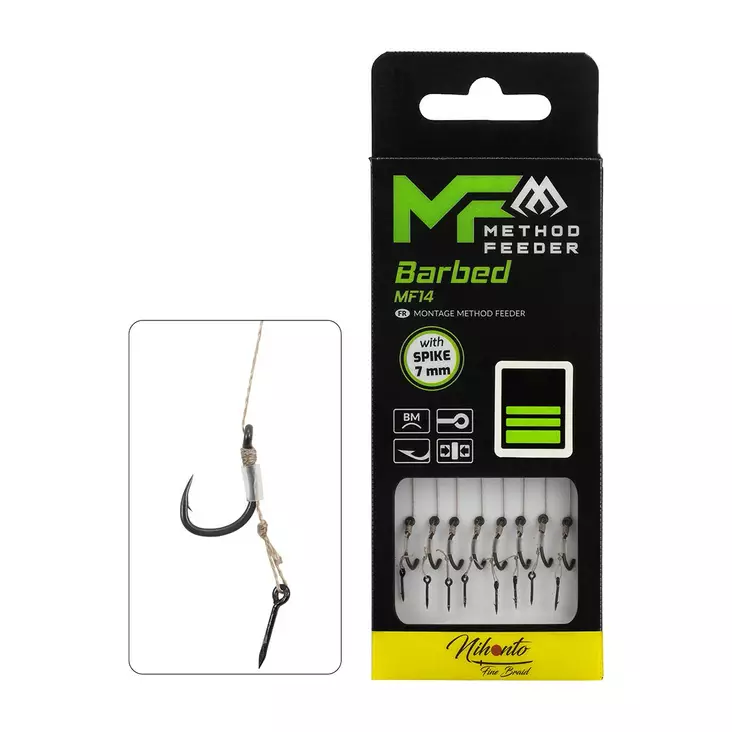 Mikado MF Rig MF14 Spike Barbed Braid 10cm - Gebundene Haken - 5900637121169 - 1