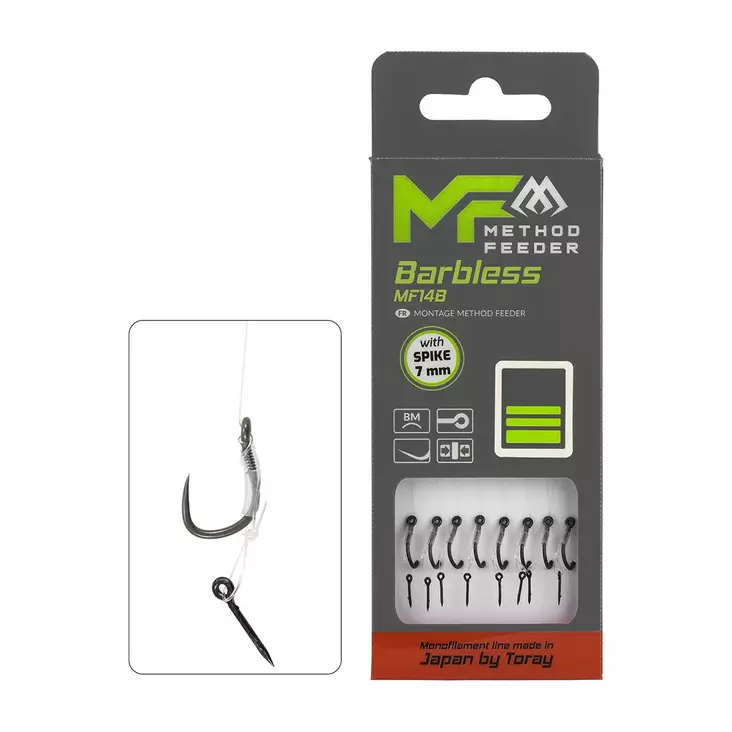 Mikado MF Rig MF14 Spike Barbless Mono 10cm - Gebundene Haken - 5900637120759 - 1
