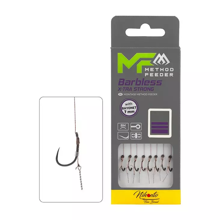Mikado MF Rig X-Tra Strong Bayonet Barbless Braid 10cm - Gebundene Haken - 5900637161639 - 1