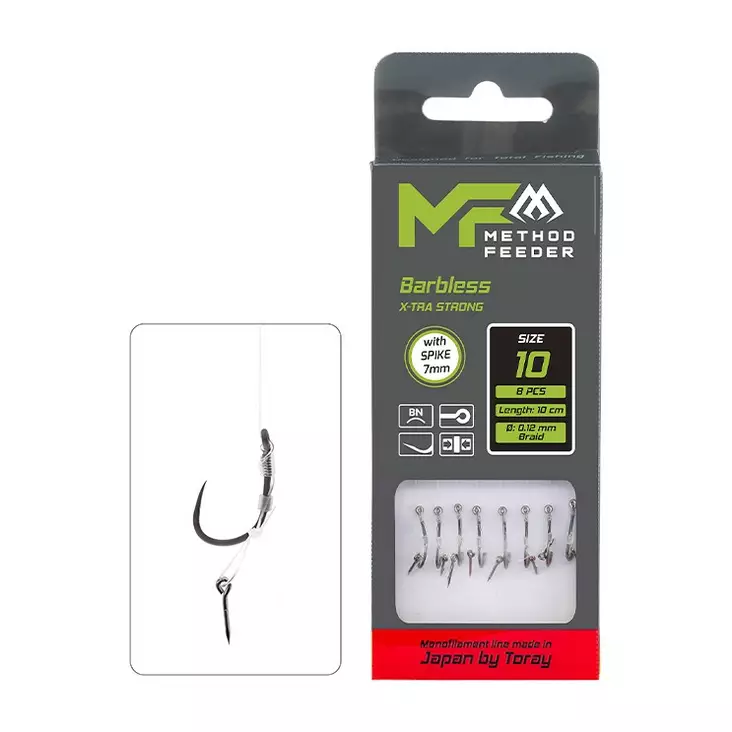 Mikado MF Rig X-Tra Strong Spike Barbless Mono 10cm - Gebundene Haken - 5900637161349 - 1