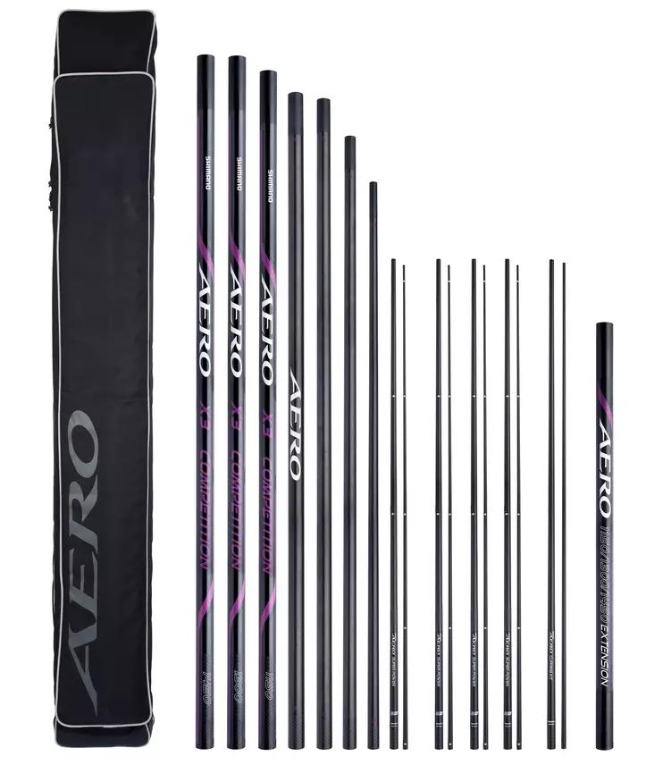 Shimano Aero X3 Pole Pack 14,50m 9pc + Kits + Extension - Ruten - 8717009876759 - 1