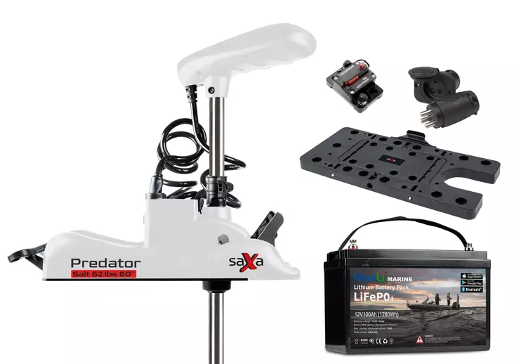 Saxa Predator Salt 62lbs 60'' + MaxLi Lithium - Saxa Bootselektromotoren - 940800-090-M60AH - 1